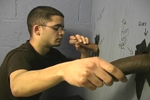 White fellow Gargling Off Charcoal cocks At Gloryhole