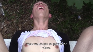 young bartender shows his cock in public