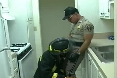 Police Office And Fireman Do lovely Things In The Kitchen