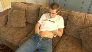 Next Door Twink: Man-juice Floods The Sofa